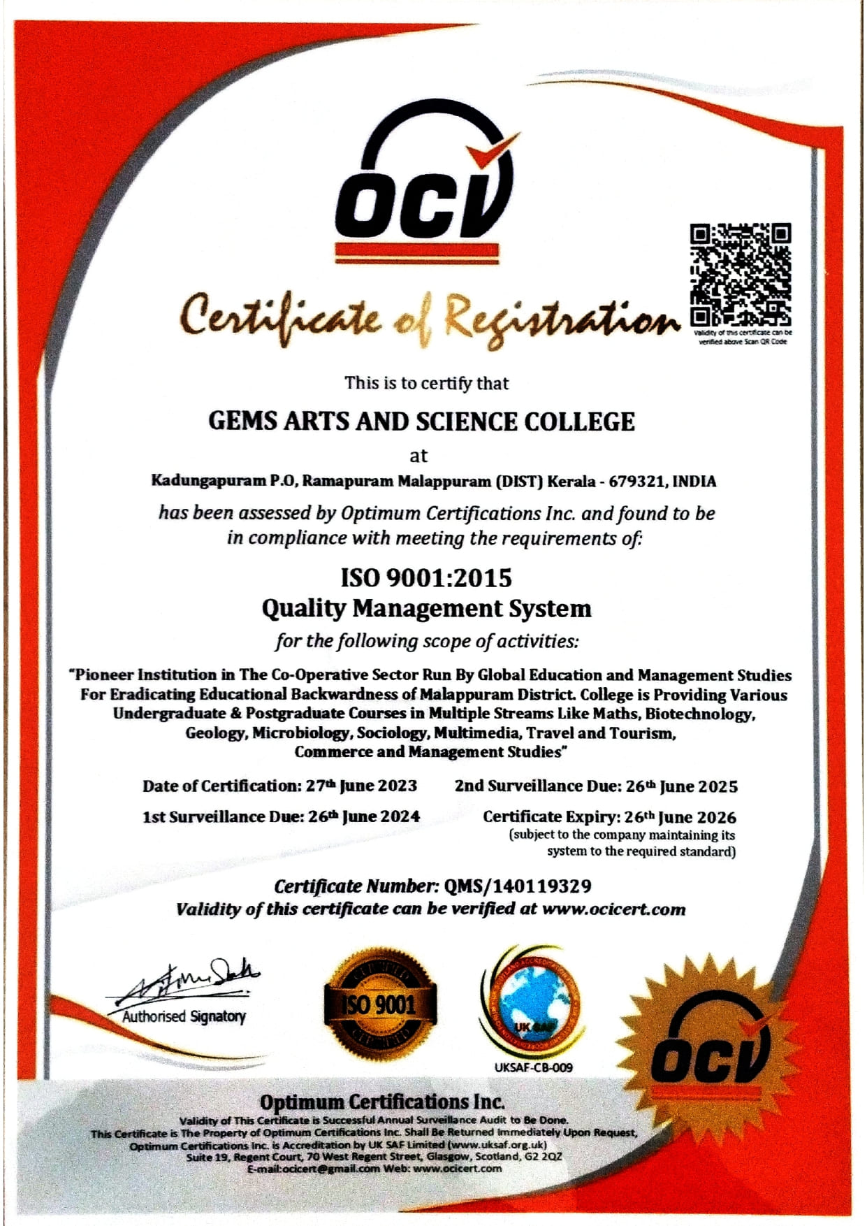 ISO 9001:2015 Quality Certification