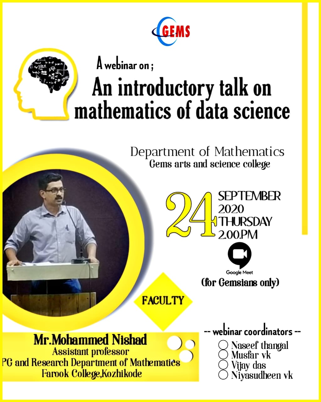 An Introductory talk on Mathematics of Data Science