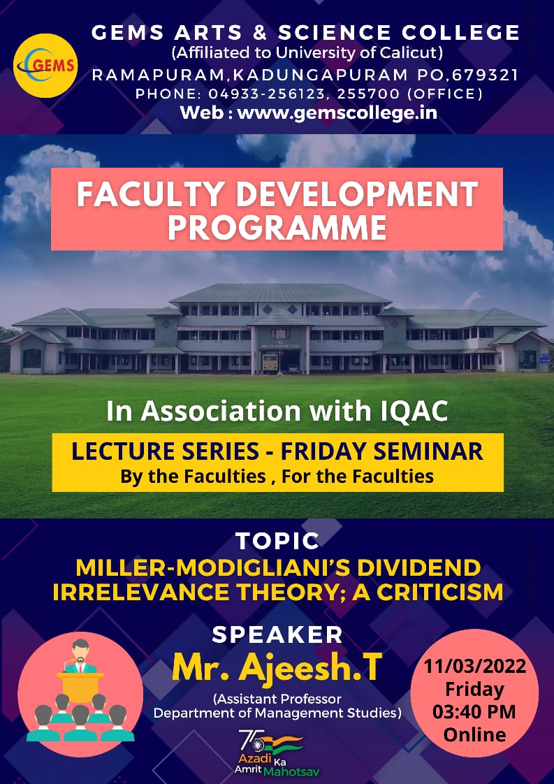 Faculty Development Programme 3: Pros Cons of Insurance