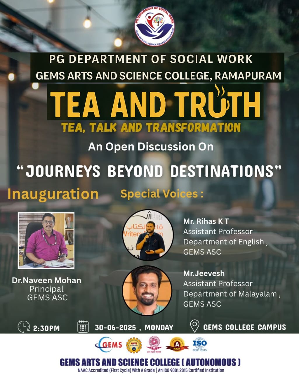 “Journeys Beyond the Destination- open discussion program