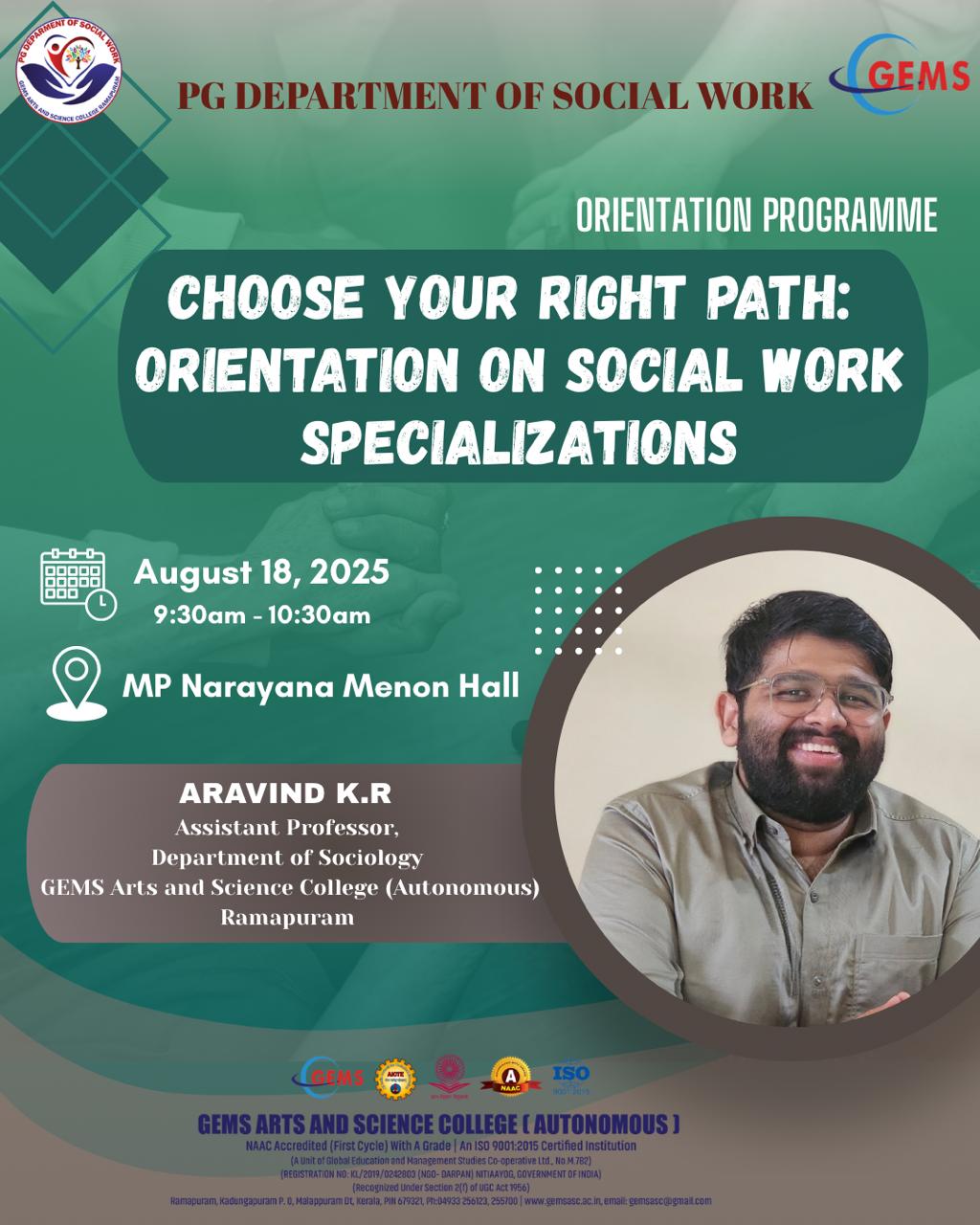 Choose Your Right Path: Orientation on Social Work Specializations