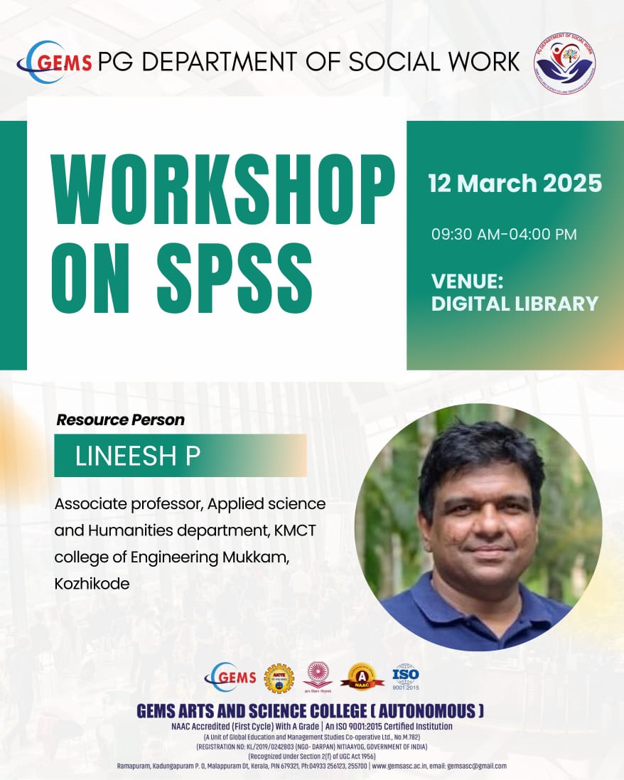 ONE-DAY WORKSHOP ON STATISTICAL PACKAGE FOR SOCIAL SCIENCE RESEARCH