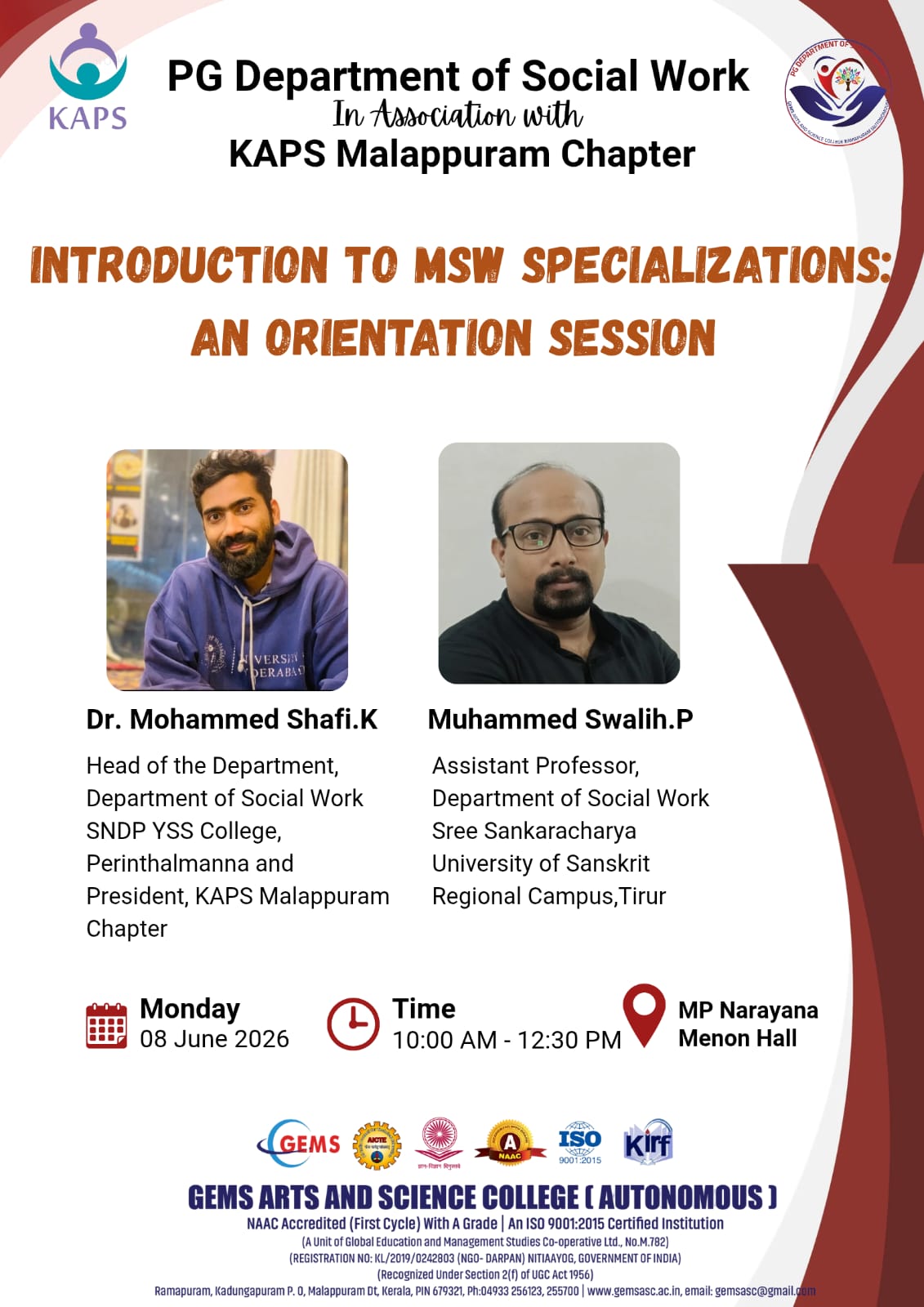 INTRODUCTION TO MSW SPECIALIZATIONS: AN ORIENTATION SESSION