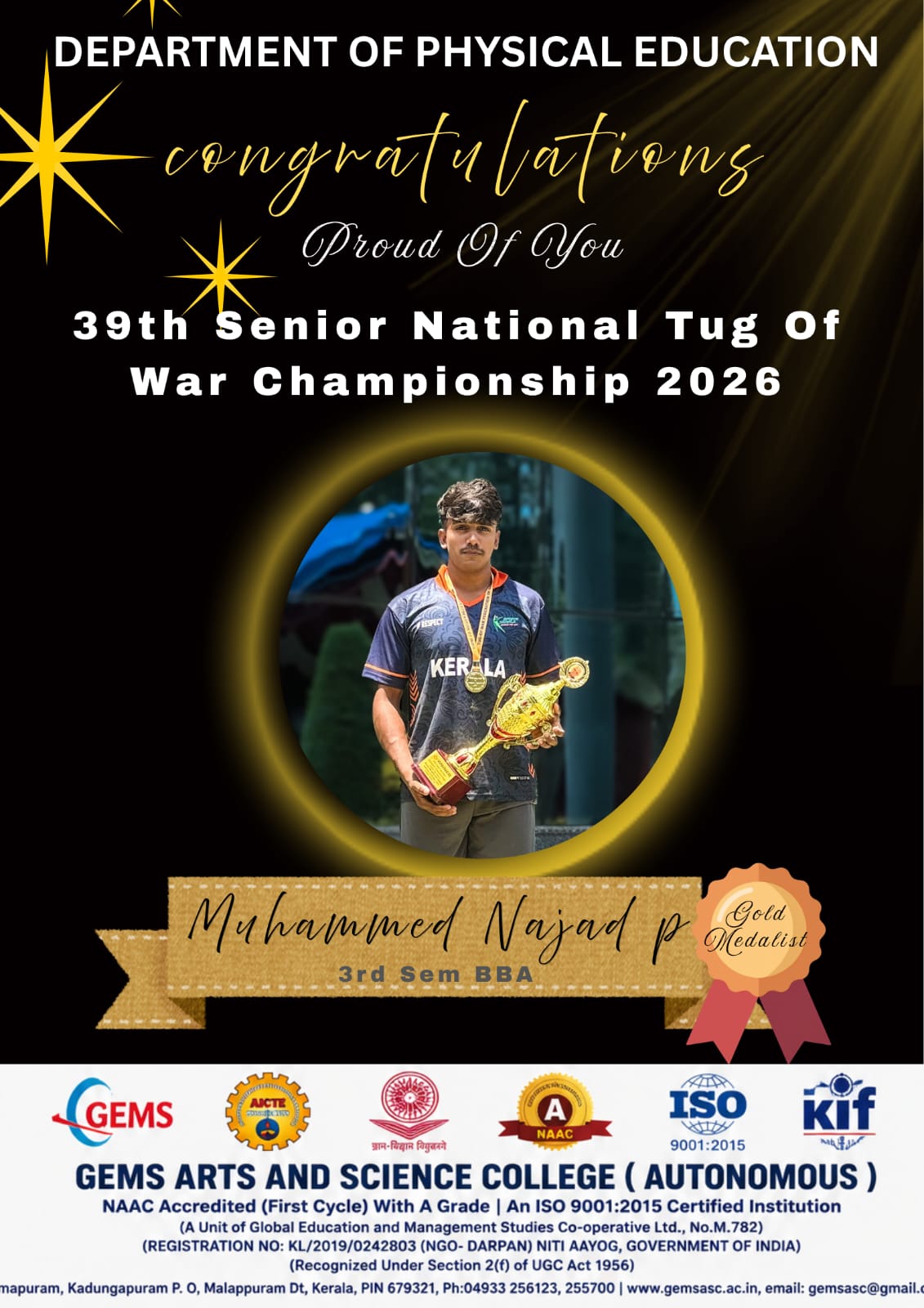 GEMS Student Wins Gold at 39th Senior National Tug of War Championship 2026