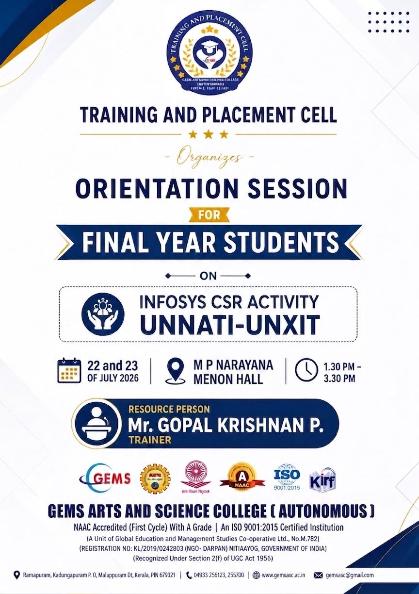 Orientation Session on Infosys CSR Activity – Unnati-UNXT