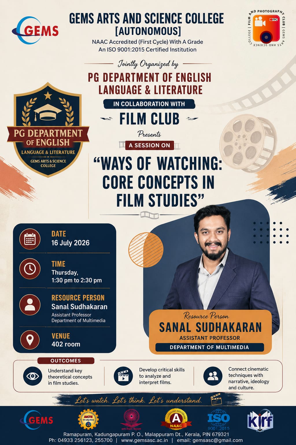 "Ways of Watching: Core Concepts in Film Studies".